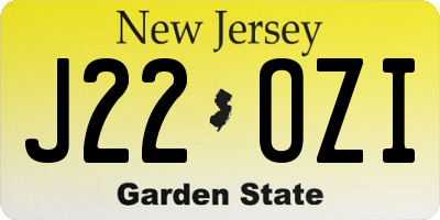 NJ license plate J22OZI