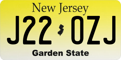 NJ license plate J22OZJ