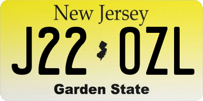 NJ license plate J22OZL