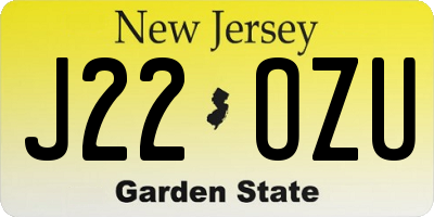 NJ license plate J22OZU