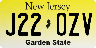 NJ license plate J22OZV