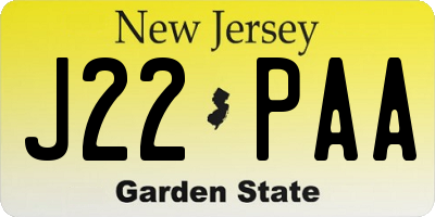 NJ license plate J22PAA