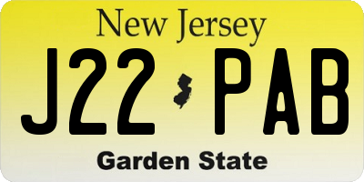 NJ license plate J22PAB