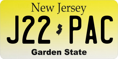 NJ license plate J22PAC