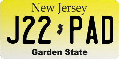 NJ license plate J22PAD