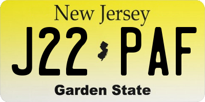 NJ license plate J22PAF