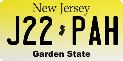 NJ license plate J22PAH