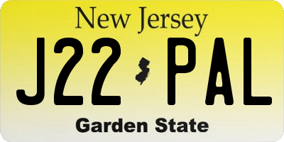 NJ license plate J22PAL