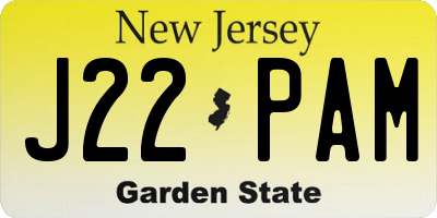 NJ license plate J22PAM