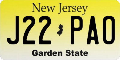 NJ license plate J22PAO