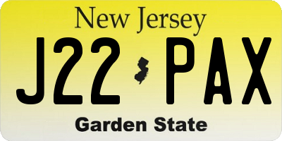 NJ license plate J22PAX