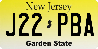 NJ license plate J22PBA