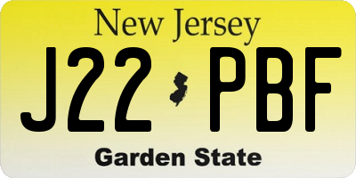 NJ license plate J22PBF
