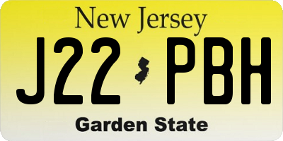 NJ license plate J22PBH