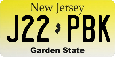 NJ license plate J22PBK