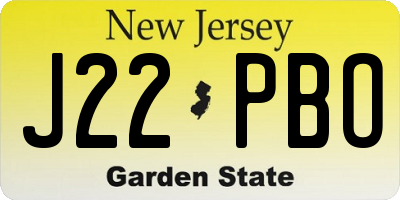NJ license plate J22PBO
