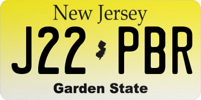 NJ license plate J22PBR