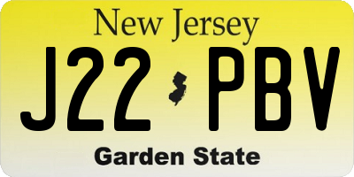 NJ license plate J22PBV
