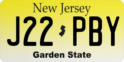 NJ license plate J22PBY