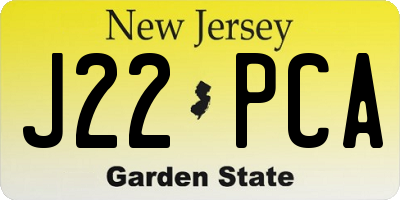NJ license plate J22PCA