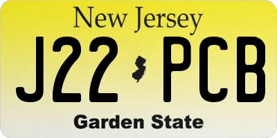 NJ license plate J22PCB