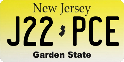 NJ license plate J22PCE