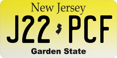 NJ license plate J22PCF