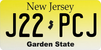 NJ license plate J22PCJ