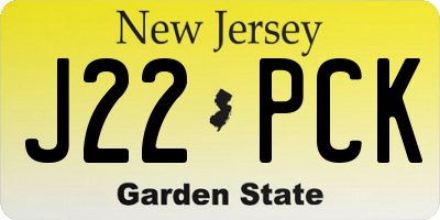 NJ license plate J22PCK