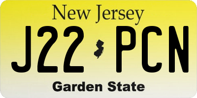 NJ license plate J22PCN
