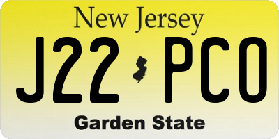 NJ license plate J22PCO