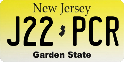 NJ license plate J22PCR
