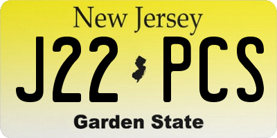 NJ license plate J22PCS