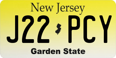 NJ license plate J22PCY