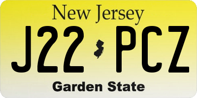NJ license plate J22PCZ