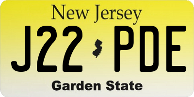 NJ license plate J22PDE