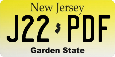 NJ license plate J22PDF