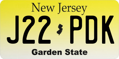 NJ license plate J22PDK