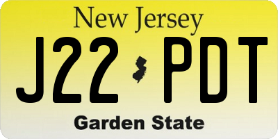 NJ license plate J22PDT