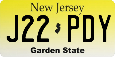 NJ license plate J22PDY
