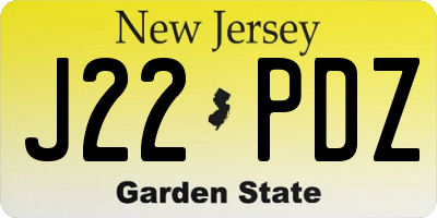 NJ license plate J22PDZ