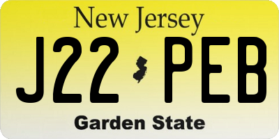 NJ license plate J22PEB