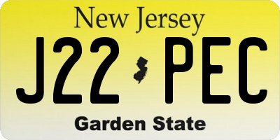 NJ license plate J22PEC