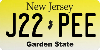 NJ license plate J22PEE