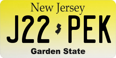 NJ license plate J22PEK