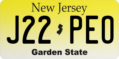 NJ license plate J22PEO