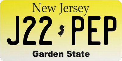 NJ license plate J22PEP