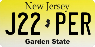 NJ license plate J22PER
