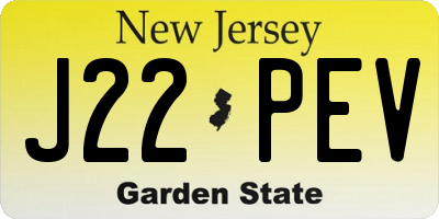NJ license plate J22PEV