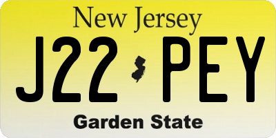 NJ license plate J22PEY